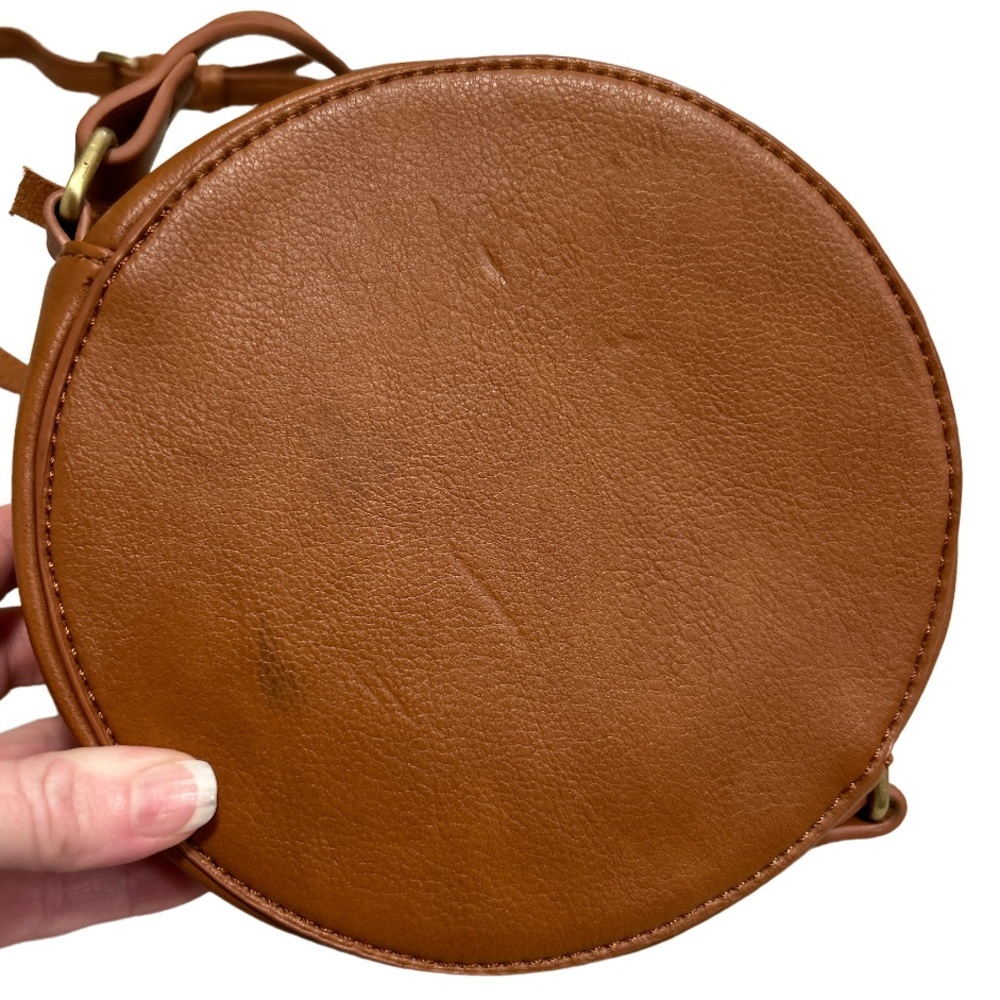 Anthropologie Woven Mini Circle 100% Cow Leather Crossbody Bag - Picture 3 of 9